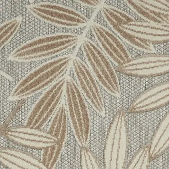 12' Gray And Ivory Floral Indoor Outdoor Runner Rug