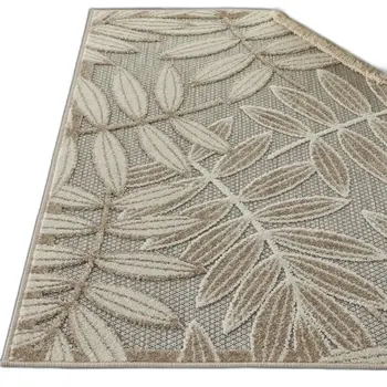 3' X 4' Beige Gray And Ivory Botanical Leaves Indoor Outdoor Area Rug