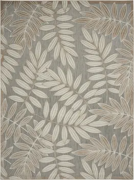 4' X 6' Gray And Ivory Floral Indoor Outdoor Area Rug