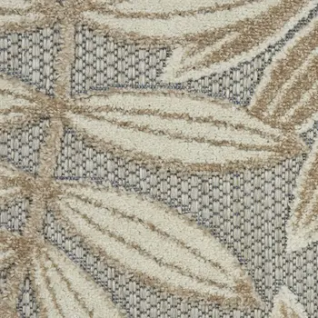 5' X 8' Beige Gray And Ivory Botanical Leaves Indoor Outdoor Area Rug