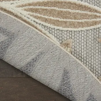 5' Gray And Ivory Round Floral Indoor Outdoor Area Rug