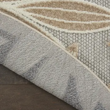 5' Gray And Ivory Round Floral Indoor Outdoor Area Rug