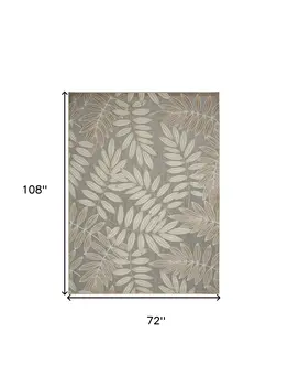 6' X 9' Gray And Ivory Floral Indoor Outdoor Area Rug