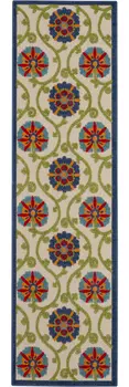 8' Ivory And Blue Indoor Outdoor Area Rug