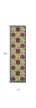 10' Ivory And Blue Indoor Outdoor Area Rug