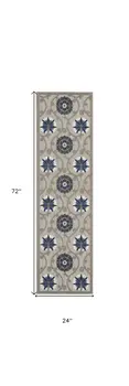 6' Blue And Gray Indoor Outdoor Area Rug