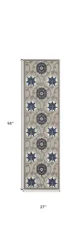8' Blue And Gray Indoor Outdoor Area Rug