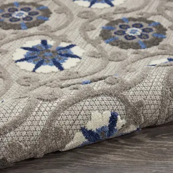 8' Blue And Gray Indoor Outdoor Area Rug