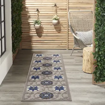 8' Blue And Gray Indoor Outdoor Area Rug