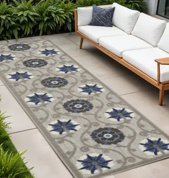 10' Blue And Gray Indoor Outdoor Area Rug
