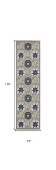 10' Blue And Gray Indoor Outdoor Area Rug