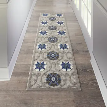 10' Blue And Gray Indoor Outdoor Area Rug