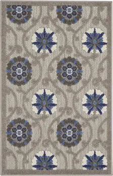 3' X 4' Blue And Gray Indoor Outdoor Area Rug