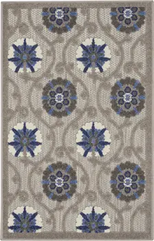 3' X 4' Blue And Gray Indoor Outdoor Area Rug