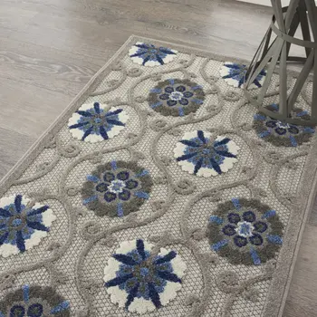 3' X 4' Blue And Gray Indoor Outdoor Area Rug