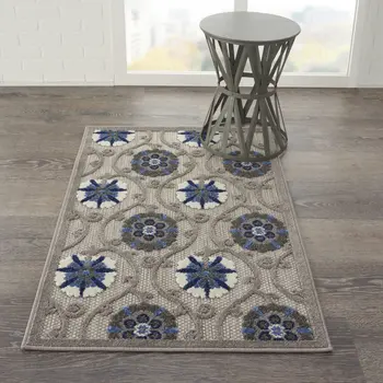 3' X 4' Blue And Gray Indoor Outdoor Area Rug
