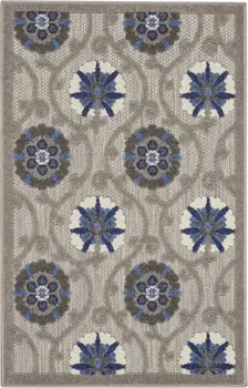 3' X 4' Blue And Gray Indoor Outdoor Area Rug