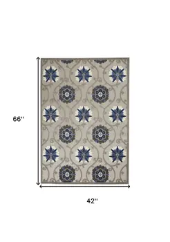 4' X 6' Blue And Gray Indoor Outdoor Area Rug