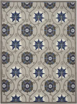 8' X 11' Blue And Gray Indoor Outdoor Area Rug