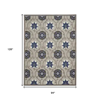 8' X 11' Blue And Gray Indoor Outdoor Area Rug