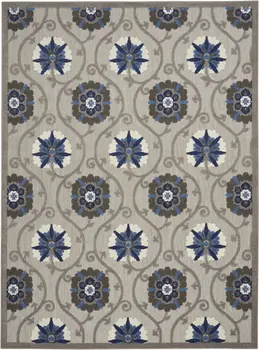 8' X 11' Blue And Gray Indoor Outdoor Area Rug