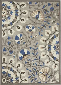 4' X 6' Blue And Gray Indoor Outdoor Area Rug