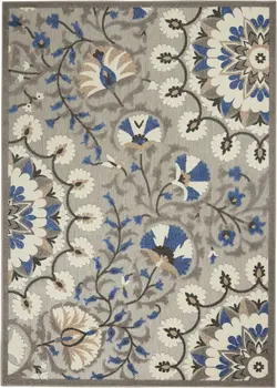 4' X 6' Blue And Gray Indoor Outdoor Area Rug