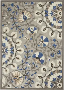 4' X 6' Blue And Gray Indoor Outdoor Area Rug