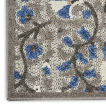 5' X 7' Blue And Gray Indoor Outdoor Area Rug