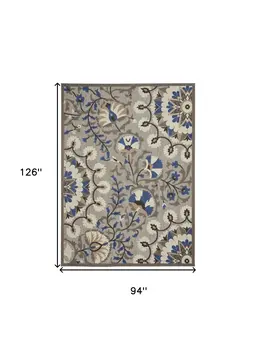 8' X 11' Blue And Gray Indoor Outdoor Area Rug