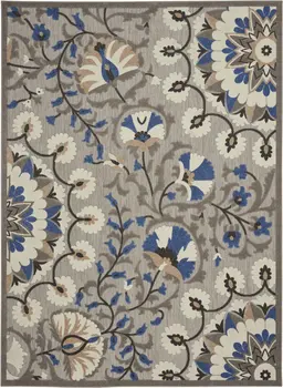 8' X 11' Blue And Gray Indoor Outdoor Area Rug