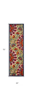 6' Red And Ivory Floral Indoor Outdoor Area Rug