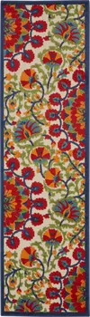 10' Red And Ivory Floral Indoor Outdoor Area Rug