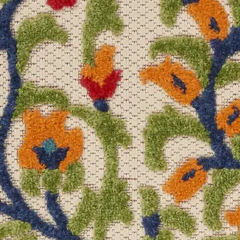 3' X 4' Red And Ivory Floral Indoor Outdoor Area Rug