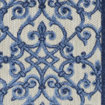 6' Blue And Gray Indoor Outdoor Area Rug