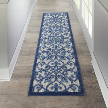 6' Blue And Gray Indoor Outdoor Area Rug