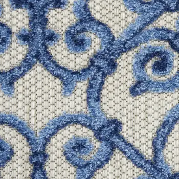 8' Blue And Gray Indoor Outdoor Area Rug