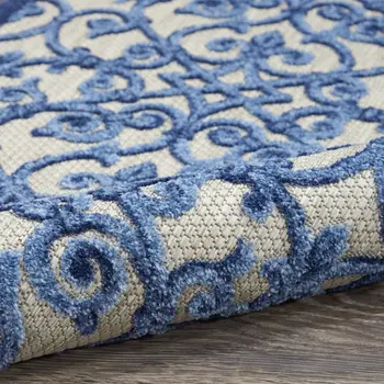 8' Blue And Gray Indoor Outdoor Area Rug
