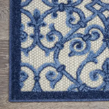 3' X 4' Blue And Gray Indoor Outdoor Area Rug