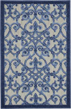3' X 4' Blue And Gray Indoor Outdoor Area Rug