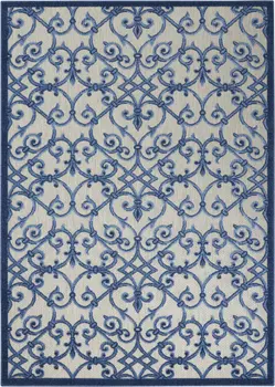 4' X 6' Blue And Gray Indoor Outdoor Area Rug