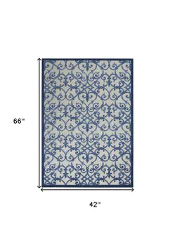 4' X 6' Blue And Gray Indoor Outdoor Area Rug