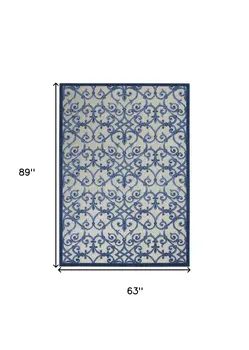 5' X 8' Blue And Gray Indoor Outdoor Area Rug