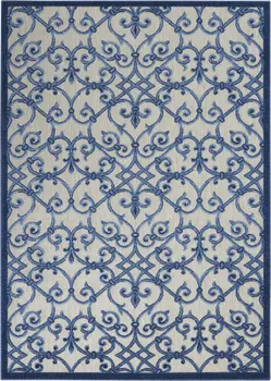 5' X 8' Blue And Gray Indoor Outdoor Area Rug