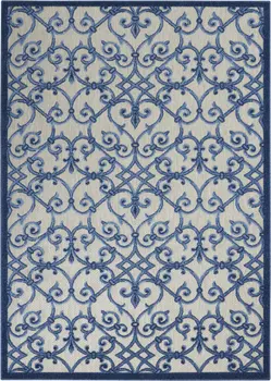 5' X 8' Blue And Gray Indoor Outdoor Area Rug