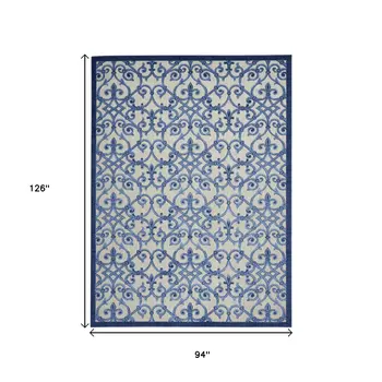 8' X 11' Blue And Gray Indoor Outdoor Area Rug