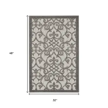 3' X 4' Gray Indoor Outdoor Area Rug