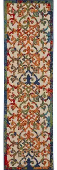 6' Ivory And Blue Indoor Outdoor Area Rug