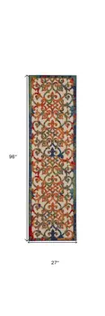 8' Ivory And Blue Indoor Outdoor Area Rug