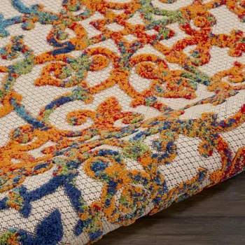 3' X 4' Ivory And Blue Indoor Outdoor Area Rug